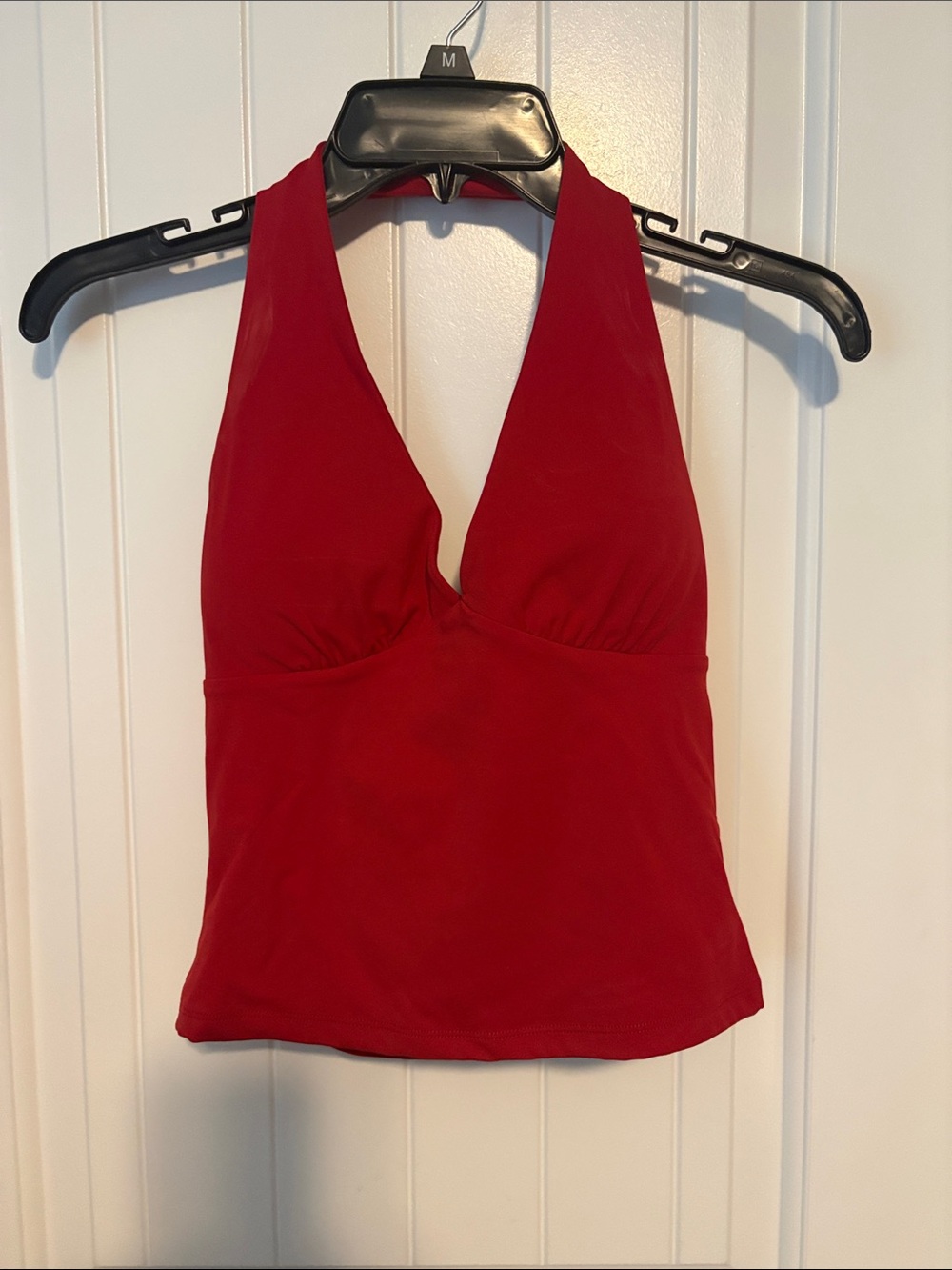 Red Halter V-Neck Women's Tank Top
